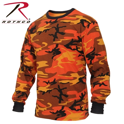 Rothco Long Sleeve Colored Camo T-Shirt - Savage Orange