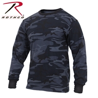 Rothco Long Sleeve Colored Camo T-Shirt - Midnight Blue - 3XL