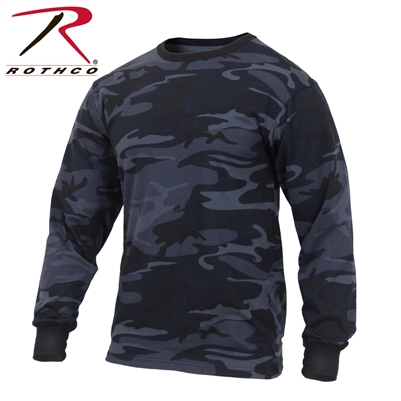 Rothco Long Sleeve Colored Camo T-Shirt - Midnight Blue - 3XL