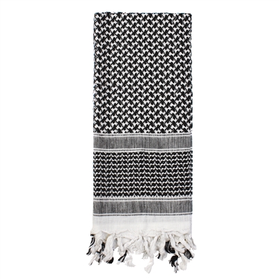 A Rothco lightweight shemagh in black and white.