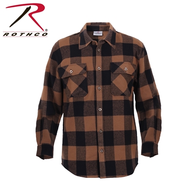 Rothco Extra Heavyweight Buffalo Plaid Flannel Shirt - Brown - 3XL