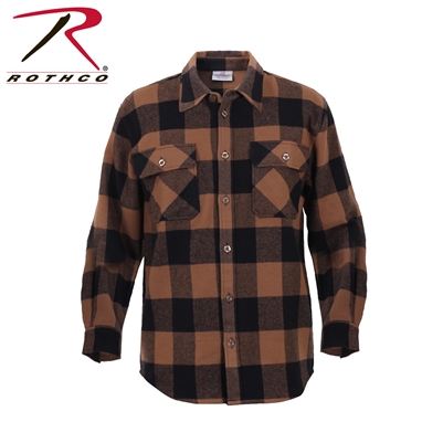 Rothco Extra Heavyweight Buffalo Plaid Flannel Shirt - Brown - 2XL
