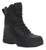 A pair of black Rothco 8 Inch Forced Entry Tactical Boot with Side Zipper & Composite Toe boots.