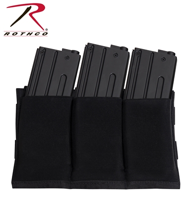 Rothco Lightweight 3Mag Elastic Retention Pouch -Black