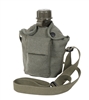A Rothco Vintage Canvas Carry-All Canteen Cover with shoulder strap. Item number 614. The cover is olive drab.