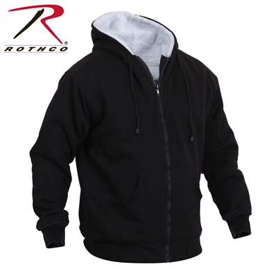 Rothco Heavyweight Sherpa Lined Zippered Sweatshirt - Black