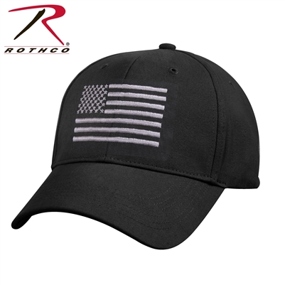 Rothco U.S. Flag Low Profile Cap - Black / Silver