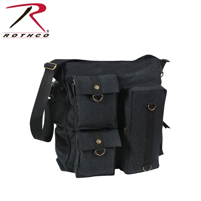 Rothco Vintage Multi Pocket Messenger Bag - Black