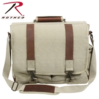 Rothco Vintage Canvas Pathfinder Laptop Bag With Leather Accents - Khaki