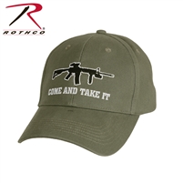 Rothco's "Come and Take It" Deluxe Low Profile Cap is embroidered with "Come and Take It" text and a rifle right on the front and has a hook and loop adjustable strap on the back.