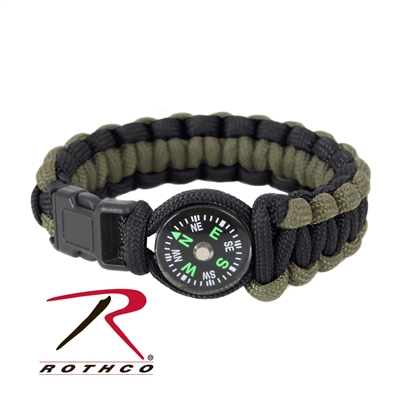 Rothco Paracord Compass Bracelet - Olive / Black