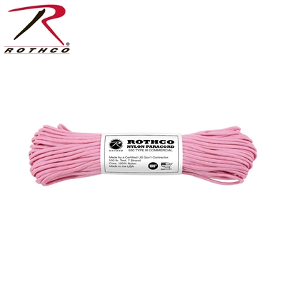 Rothco Nylon Paracord Type III 550 LB 100FT -Rose Pink
