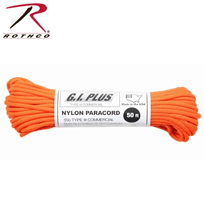 Rothco Nylon Paracord Type III 550 LB 100FT - Safety Orange