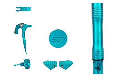 A teal color accent kit for Shocker ERA paintball markers.