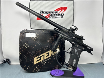 This listing is for a pre-owned Planet Eclipse Etek3 AM electronic paintball marker. This marker was traded in at our shop. The marker has some cosmetic wear, but it still shoots great and would be an excellent pickup for a player looking to start playing