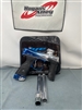 A Dye MXR electronic paintball marker in the Arctic Fade colorway. The marker fades from polished blue to polished silver from the barrel to the back of the marker.