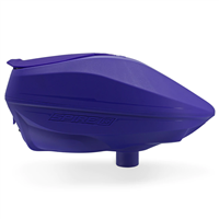 A purple Virtue Spire IR2 electronic paintball hopper.