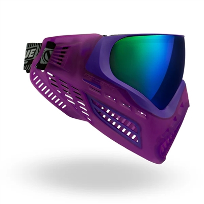 A Virtue VIO Ascend paintball mask in the Crystal Purple colorway.