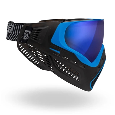 A Virtue VIO Ascend paintball mask in the Ice Cyan colorway.