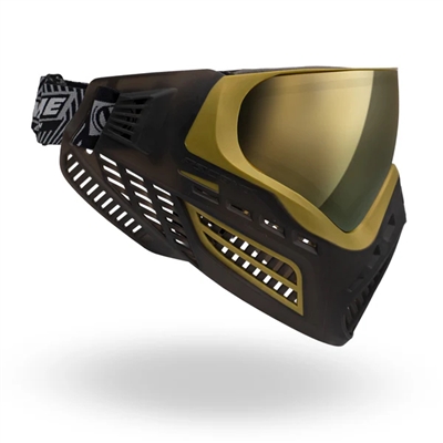 A Virtue VIO Ascend paintball mask in the Gold colorway.