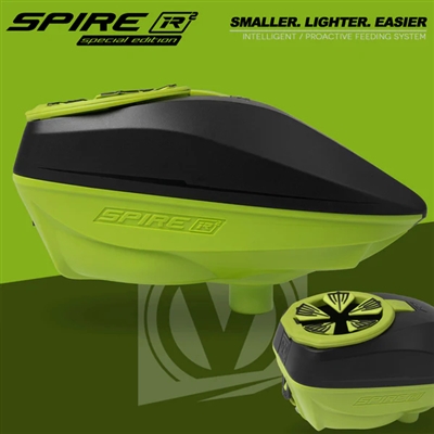 A Virtue Spire IR2 electronic paintball hopper.