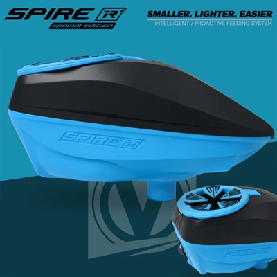 A Virtue Spire IR2 electronic paintball hopper.