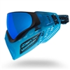A Virtue VIO Ascend paintball mask in the Black Cyan SE colorway.