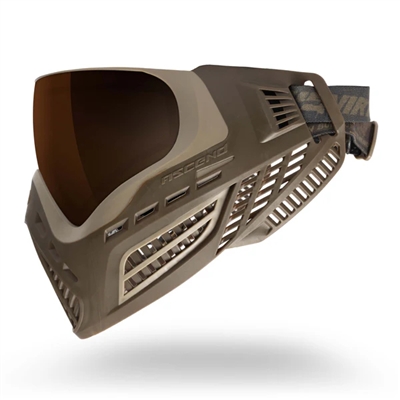 A Virtue VIO Ascend paintball mask in the Doodoo FDE SE colorway.