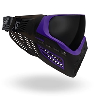 A Virtue VIO Ascend paintball mask in the Purple Smoke colorway. The goggle is black with purple accents, and comes with smoke thermal lens.