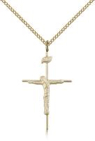 Gold Filled Crucifix Pendant, Gold Filled Lite Curb Chain, 1 1/4" x 3/4"