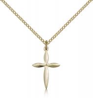 Gold Filled Cross Pendant, Gold Filled Lite Curb Chain, 3/4" x 1/2"
