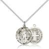 Sterling Silver St. Benedict Pendant, Sterling Silver Lite Curb Chain, 3/4" x 5/8"