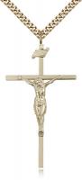 Gold Filled Crucifix Pendant, Stainless Gold Heavy Curb Chain, 1 7/8" x 1"