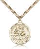 Gold Filled St. Christopher Pendant, Stainless Gold Heavy Curb Chain, 1" x 7/8"