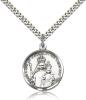 Sterling Silver Our Lady of Consolation Pendant, Stainless Silver Heavy Curb Chain, 1" x 3/4"