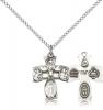 Sterling Silver 4-Way Pendant, Sterling Silver Lite Curb Chain, 3/4" x 5/8"