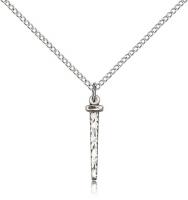 Sterling Silver Nail Pendant, Sterling Silver Lite Curb Chain, 3/4" x 1/8"