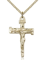 Gold Filled Nail Crucifix Pendant, Gold Filled Lite Curb Chain, 1 1/8" x 5/8"