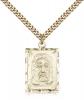 Gold Filled Holy Face Pendant, Stainless Gold Heavy Curb Chain, 1" x 5/8"