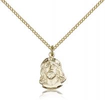 Gold Filled Ecce Homo Pendant, Gold Filled Lite Curb Chain, 5/8" x 3/8"