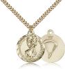 Gold Filled St. Christopher / Paratrooper Pendant, Stainless Gold Heavy Curb Chain, 7/8" x 3/4"