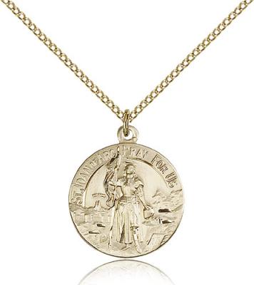Gold Filled St. Joan of Arc Pendant, Gold Filled Lite Curb Chain, 7/8" x 3/4"