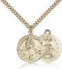 Gold Filled St. Joan of Arc Air Force Pendant, Stainless Gold Heavy Curb Chain, 7/8" x 3/4"