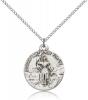 Sterling Silver St. Joan of Arc Pendant, Sterling Silver Lite Curb Chain, 7/8" x 3/4"