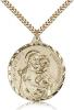 Gold Filled St. Joseph Pendant, Stainless Gold Heavy Curb Chain, 1 3/8" x 1 1/8"