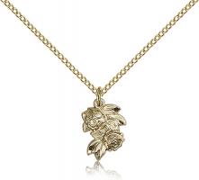 Gold Filled Rose Pendant, Gold Filled Lite Curb Chain, 1/2" x 3/8"