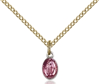 Two-Tone SS/GP Miraculous Pink Epoxy Pendant, Gold Filled Lite Curb Chain, 1/4" x 1/8"