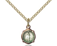 Gold Filled Miraculous Pendant, Gold Filled Lite Curb Chain, 3/8" x 1/4"