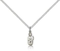 Sterling Silver St. Jude Pendant, Sterling Silver Lite Curb Chain, 3/8" x 1/8"