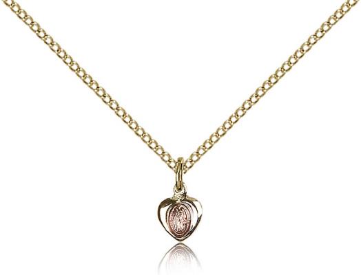 Gold Filled Miraculous Pendant, Gold Filled Lite Curb Chain, 1/4" x 1/4"